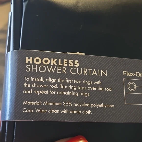 Broyhill Black Hookless Shower Curtain - Picture 3 of 5